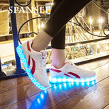 New Fashion USB Charge LED Shoes for Kids Luminous Glowing Sneakers with Light Up Sole Boys Basket Femme LED Slippers 20