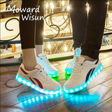 New Fashion USB Charge LED Shoes for Kids Luminous Glowing Sneakers with Light Up Sole Boys Basket Femme LED Slippers 20