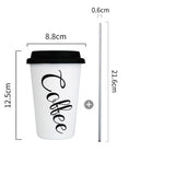 Black White Stainless Steel Silicone Mugs Hand Cup With Straw Lid Cup Sleeve Mug Tea Milk Cups Home Office School Gift 1PCS