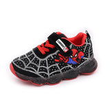 Children Shoes For Boys Toddlers Baby Boys Sports Sneakers With LED Glowing Luminous Shoes Kids Running Shoes Cartoon Spiderman