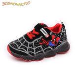 Children Shoes For Boys Toddlers Baby Boys Sports Sneakers With LED Glowing Luminous Shoes Kids Running Shoes Cartoon Spiderman