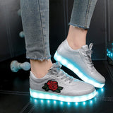 Kids Luminous Sneakers for Girls Boys New Women Shoes with Light Led Shoes with Flower Glowing Sneakers Size 27-44