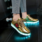Kids Luminous Sneakers for Girls Boys New Women Shoes with Light Led Shoes with Flower Glowing Sneakers Size 27-44