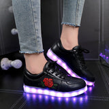 Kids Luminous Sneakers for Girls Boys New Women Shoes with Light Led Shoes with Flower Glowing Sneakers Size 27-44