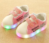 New European glowing stars fashion children sneakers Lace up beautiful lighting baby girls boys shoes breathable kids shoes