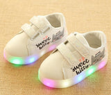 New European glowing stars fashion children sneakers Lace up beautiful lighting baby girls boys shoes breathable kids shoes