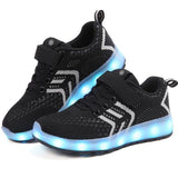 New Children Light Shoes Boys Girls Breathable LED Lighted Mesh Shoes Baby Student Glowing Sneakers Kids USB Charging Flats 018