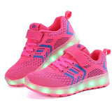 New Children Light Shoes Boys Girls Breathable LED Lighted Mesh Shoes Baby Student Glowing Sneakers Kids USB Charging Flats 018