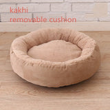 Round Plush Dog Sofas Winter Dog House Kennel for Pug Little Bulldog with Detachable Pillow Cushion Hotsale Petshop Pet Supplies
