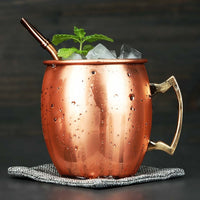 1 Piece 550ml Perfect Hammered Moscow Mule Mug Drum- Copper Plated Beer Cup Coffee Cup Stainless Steel-Copper Plated Cup