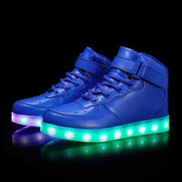 New boy girl 7-color LED high to help children bright light bright LED flat shoes casual shoes size 25-40