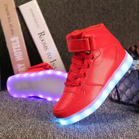 New boy girl 7-color LED high to help children bright light bright LED flat shoes casual shoes size 25-40