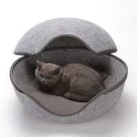 Egg Shape Dog Cat Bed Cat Sleeping Bag Zipper Felt Cloth Winter Warm Pet House All Around Cat Nest With Detachable Cushion Mat