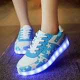 USB charging Glowing sneakers Footwear Women Children led shoes infant Light Up basket led slippers Luminous sneakers