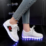 Kids Luminous Sneakers for Girls Boys New Women Shoes with Light Led Shoes with Flower Glowing Sneakers Size 27-44