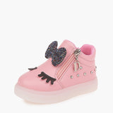 Mumoresip Kids Shoes For Baby Girl With Sequined Bow-knot Children Glowing Sneakers Luminous LED Girls Shoes Eyelash School Shoe