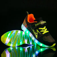 NEW Glowing Sneakers Child Mesh Shoes Children Boys USB Charging Light Shoes Girls Lighted Luminous Kids Size 25-36 04