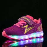 NEW Glowing Sneakers Child Mesh Shoes Children Boys USB Charging Light Shoes Girls Lighted Luminous Kids Size 25-36 04