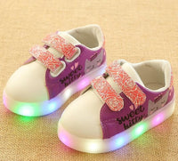 New European glowing stars fashion children sneakers Lace up beautiful lighting baby girls boys shoes breathable kids shoes