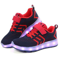 New Children Light Shoes Boys Girls Breathable LED Lighted Mesh Shoes Baby Student Glowing Sneakers Kids USB Charging Flats 018