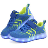 New Children Light Shoes Boys Girls Breathable LED Lighted Mesh Shoes Baby Student Glowing Sneakers Kids USB Charging Flats 018