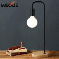 Nordic retro table lamp bedroom bedside office lighting personality creative concise eye protection bulb wood decorative lamp