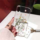 Qianliyao Dried Real Flower Cases For iPhone XS Max XR Case Handmade Clear Soft Back Cover For iPhone 6 6S 7 8 Plus X Phone Case