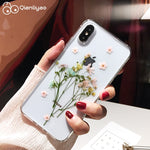 Qianliyao Dried Real Flower Cases For iPhone XS Max XR Case Handmade Clear Soft Back Cover For iPhone 6 6S 7 8 Plus X Phone Case