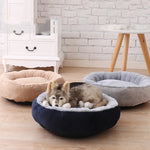 Round Plush Dog Sofas Winter Dog House Kennel for Pug Little Bulldog with Detachable Pillow Cushion Hotsale Petshop Pet Supplies